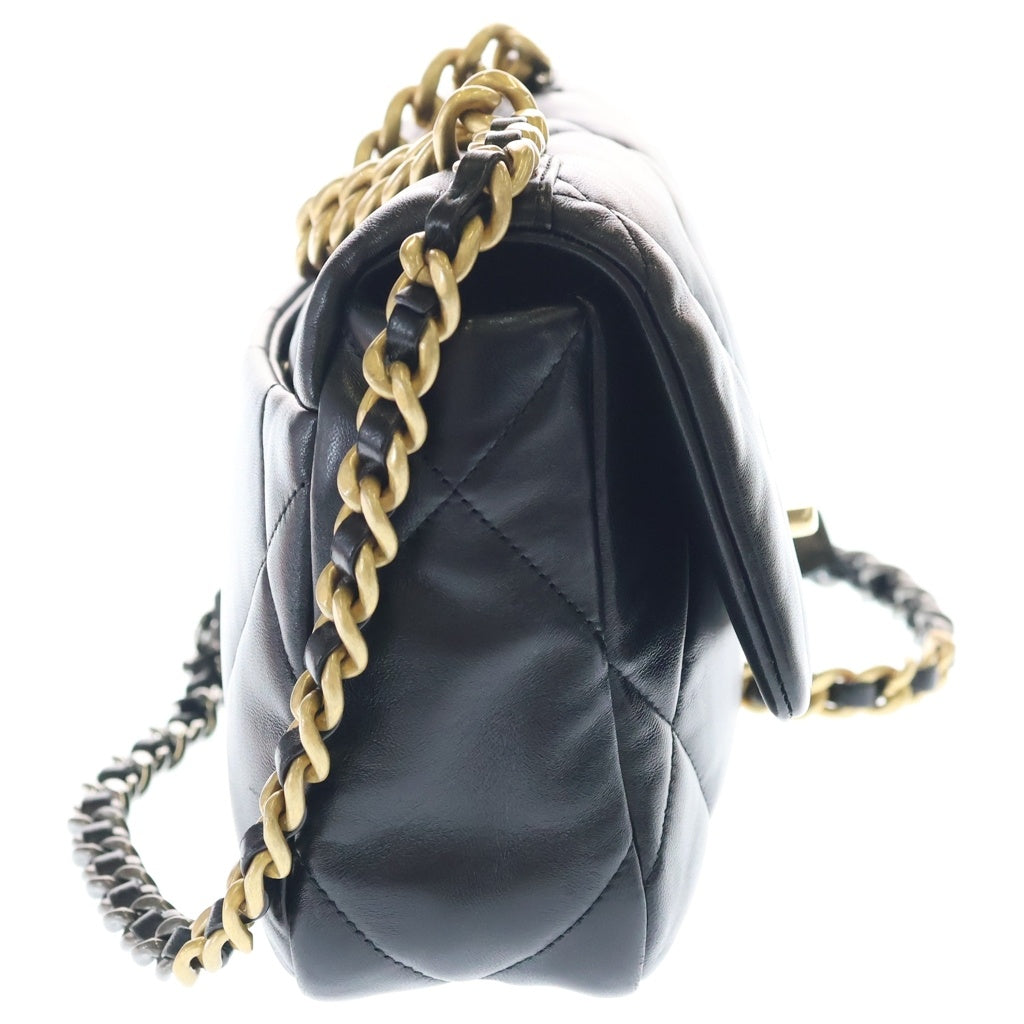 CHANEL(シャネル) ディズヌフ シャネル19 ミディアム 2WAYバッグ ハンドバッグ チェーンショルダーバッグ ブラック ラムスキン AS1161 ゴールド金具 レディース