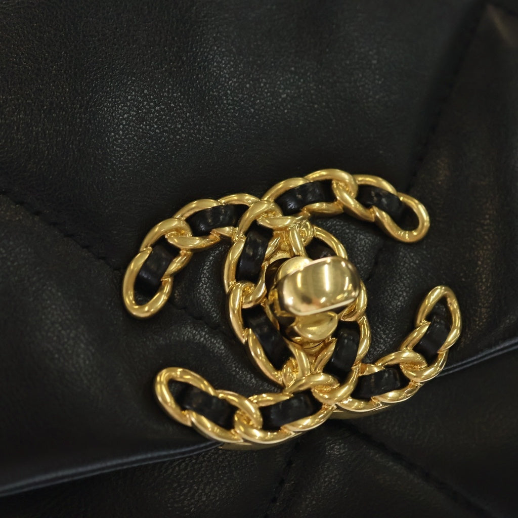 CHANEL(シャネル) ディズヌフ シャネル19 ミディアム 2WAYバッグ ハンドバッグ チェーンショルダーバッグ ブラック ラムスキン AS1161 ゴールド金具 レディース