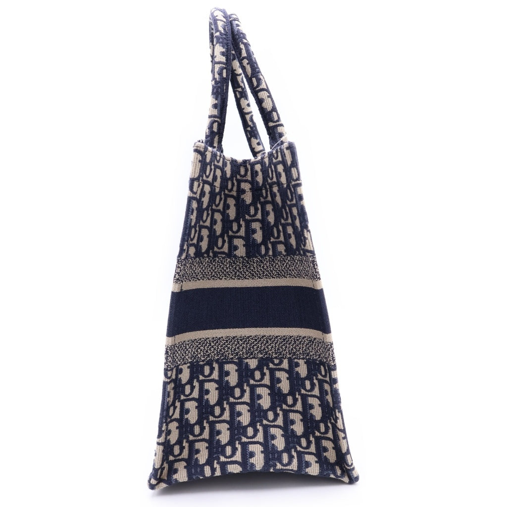 DIOR(ディオール) BOOK TOTE ブックトート ミディアム オブリーク キャンバス トートバッグ ネイビー イニシャルY.M レディース