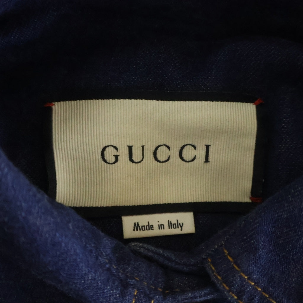 GUCCI(グッチ) ベルト付き デニムシャツ ワンピース ドレス ロゴ ハーフボタン ブルー 625069 XDA93 レディース
