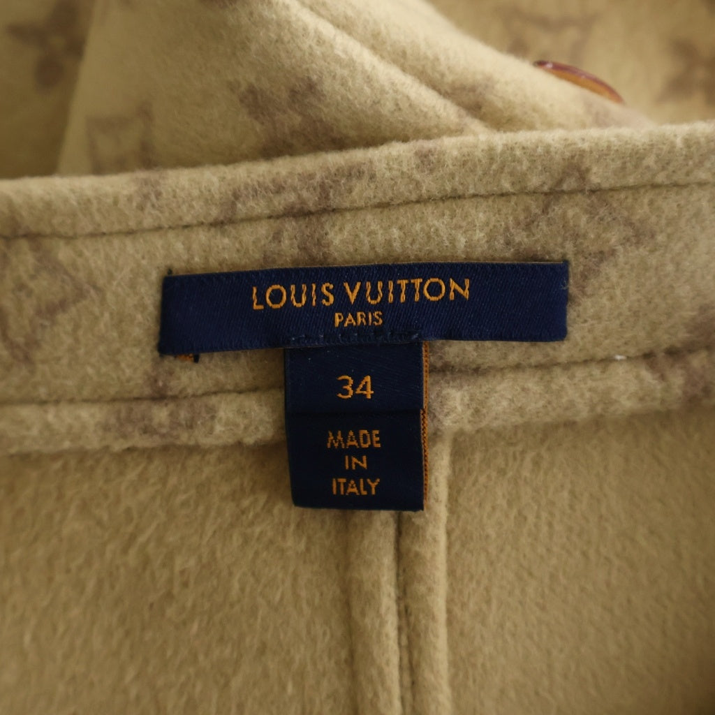 LOUIS VUITTON(ルイヴィトン) モノグラム総柄 シルク混 メルトンウール Aライン ミディアム スカート ベージュ RW222W QS3 FNSK32 レディース