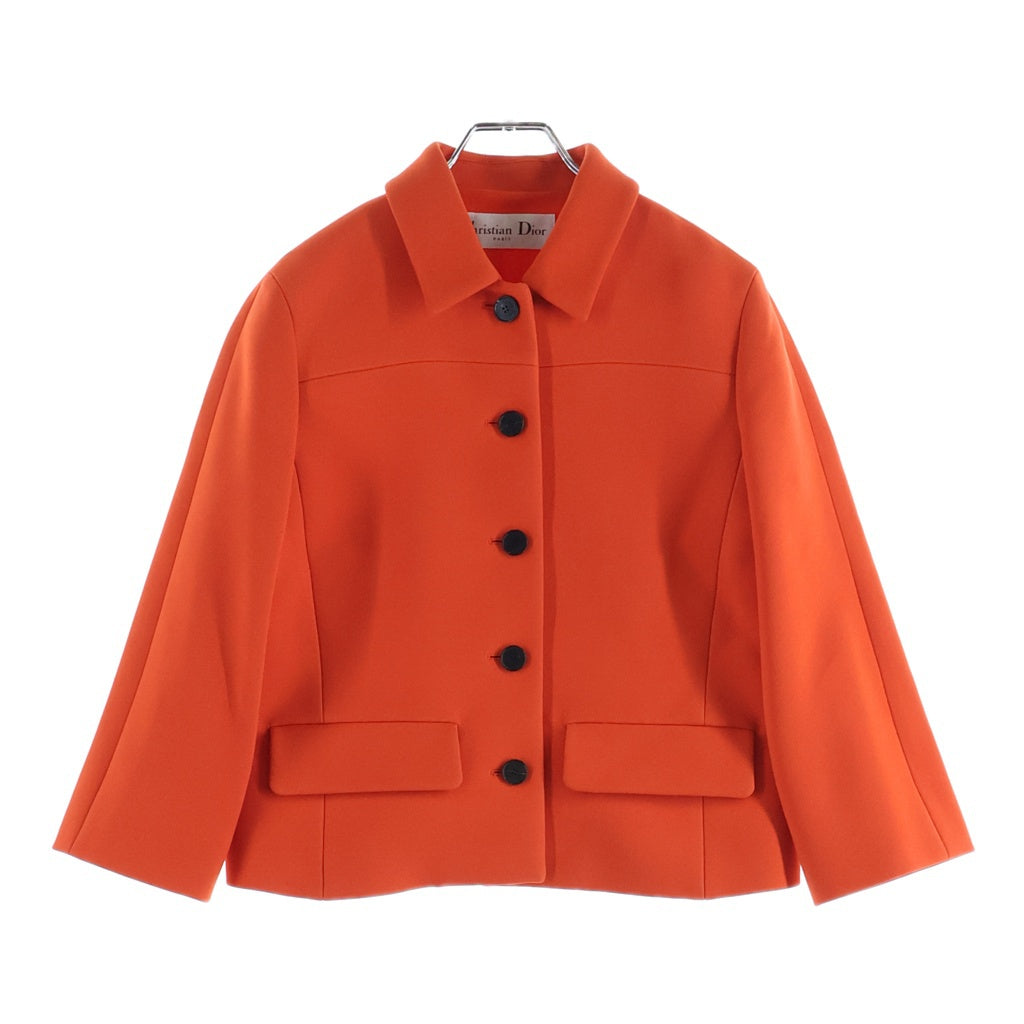 DIOR(ディオール) シルク混 ウール クロップド ジャケット オレンジ レディース 221V07A1162