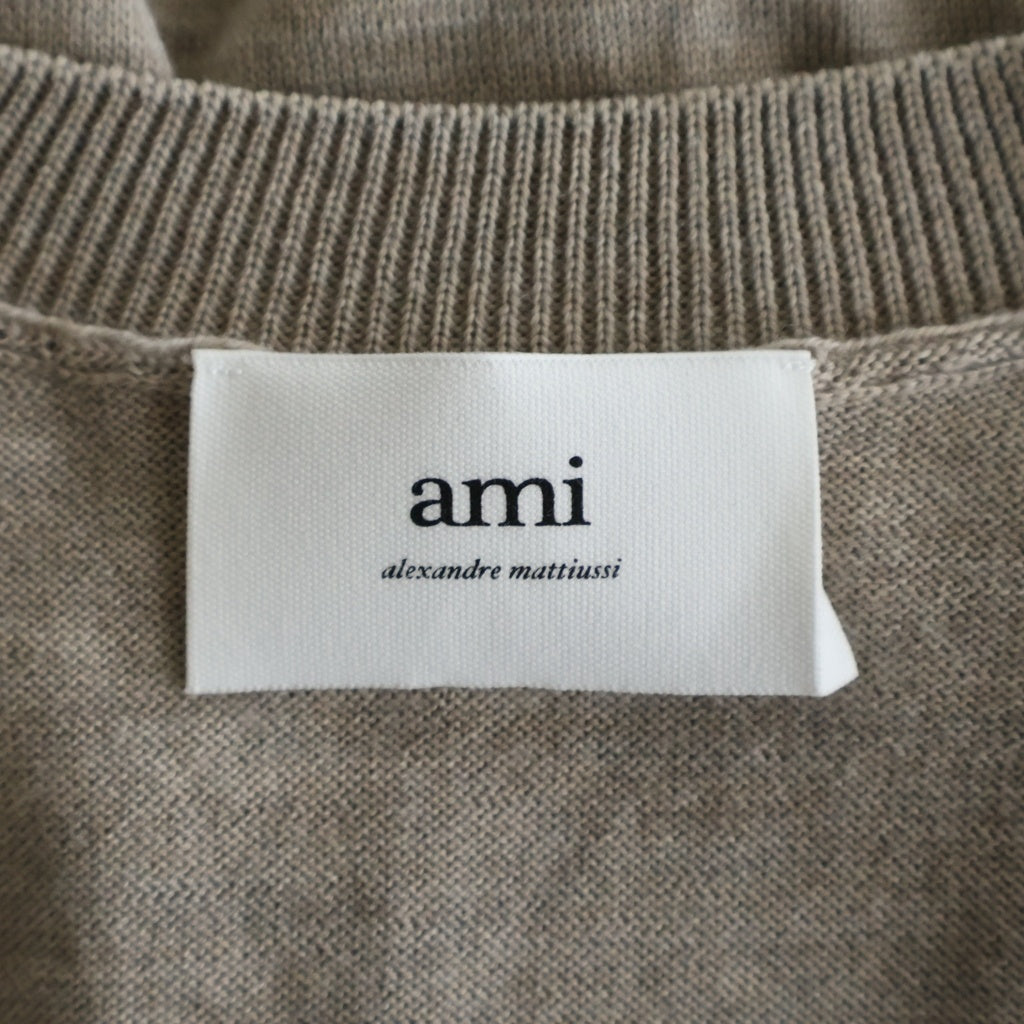 ami paris(アミパリス) ハートロゴ刺繍 ウール ニット カーディガン ベージュ FKC111.KN0025 レディース