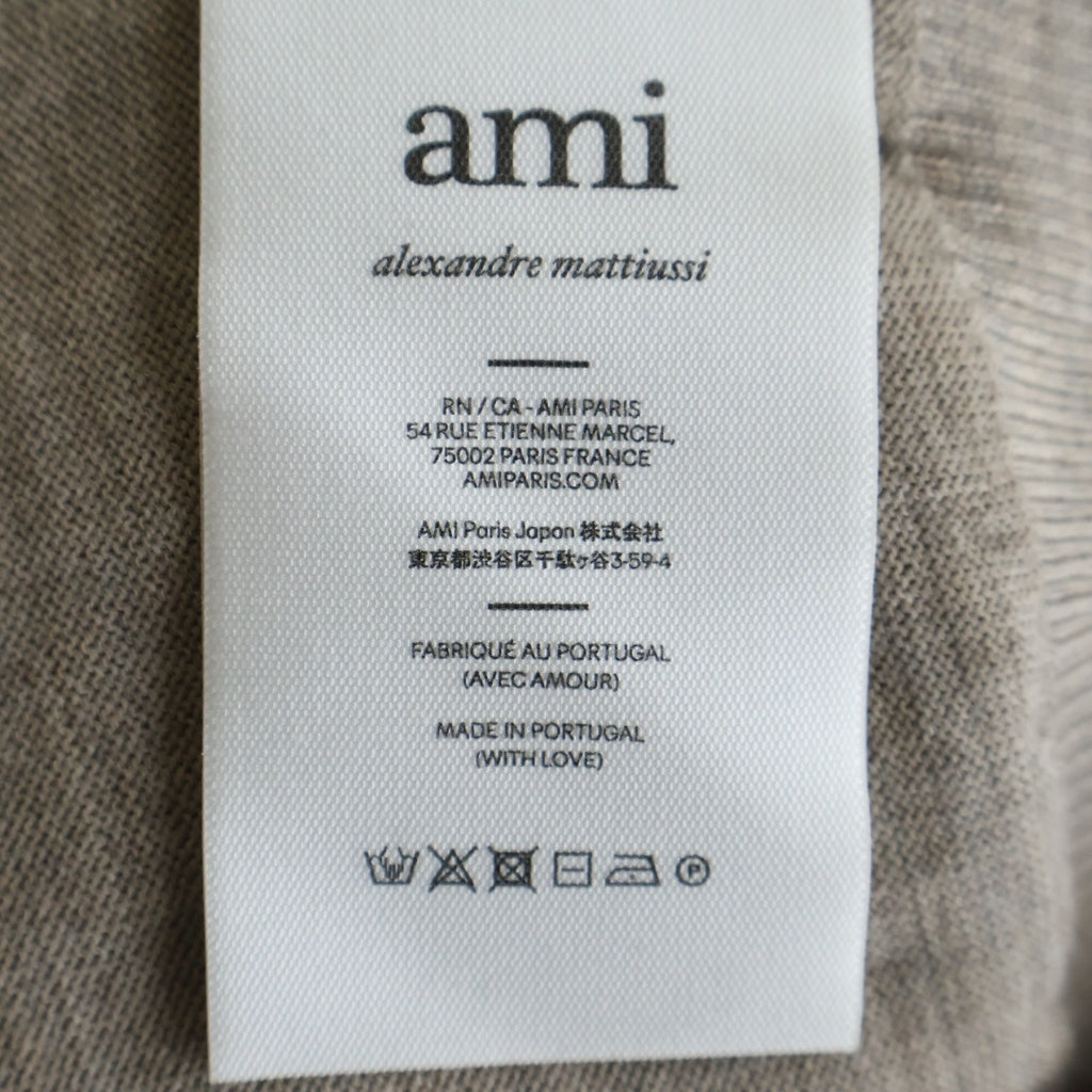 ami paris(アミパリス) ハートロゴ刺繍 ウール ニット カーディガン ベージュ FKC111.KN0025 レディース