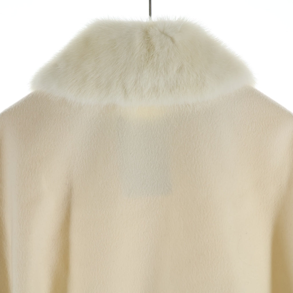 VALENTINO(ヴァレンティノ) ミンクファー ロックスタッズ スナップボタン ウール ステンカラーコート ホワイト レディース UF3FA751DMF