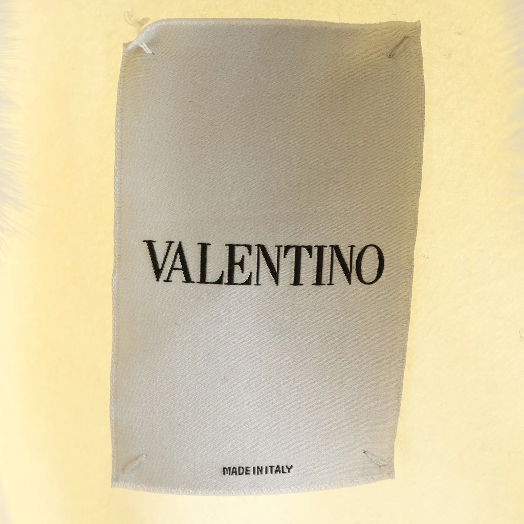 VALENTINO(ヴァレンティノ) ミンクファー ロックスタッズ スナップボタン ウール ステンカラーコート ホワイト レディース UF3FA751DMF