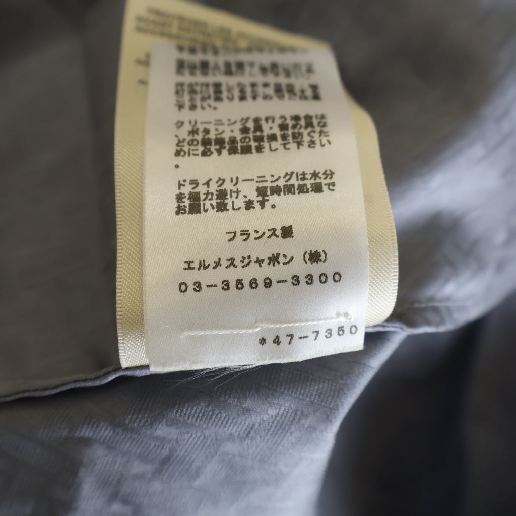 HERMES(エルメス) H総柄ジャガード スタンドカラー プルオーバー 5分袖 シャツ ワンピース グレー レディース