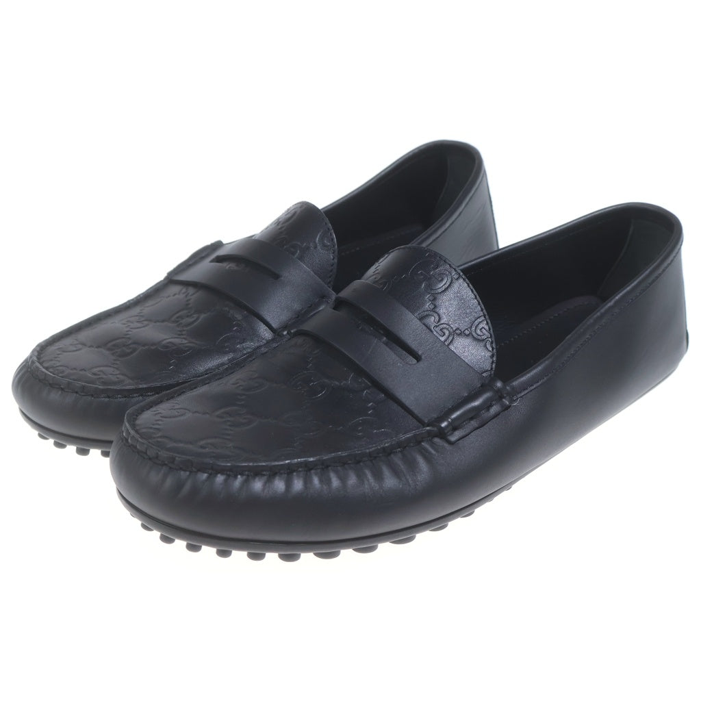 GUCCI(グッチ) グッチシマ レザー ドライビングシューズ ローファー ブラック 431068