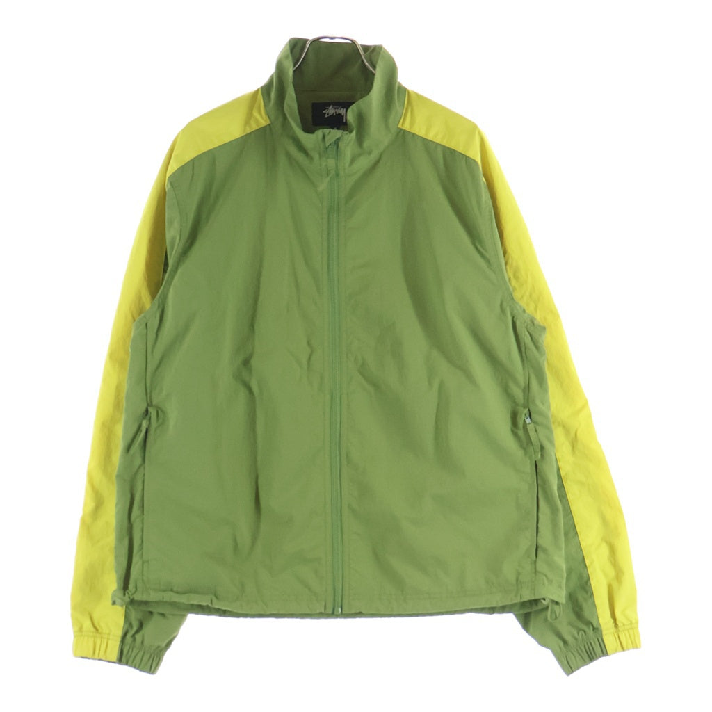STUSSY(ステューシー) バックロゴプリント サイドライン ジップアップ ナイロン トラックジャケット グリーン レディース