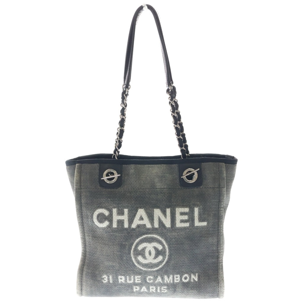 CHANEL(シャネル) ドーヴィルPM グレー キャンバス SV金具 1606918 カード レディース