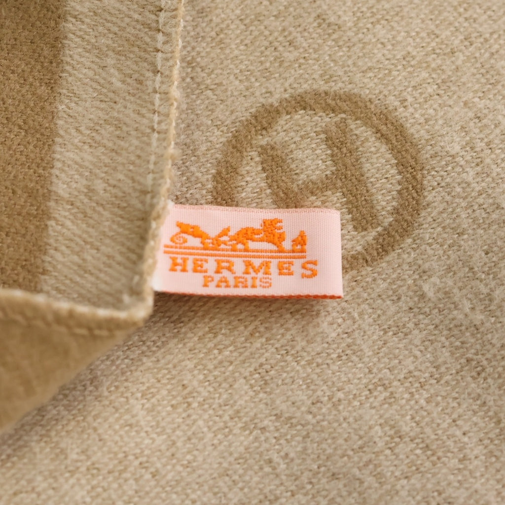 HERMES(エルメス) ニュー リブリス ストール カシミヤ フリンジ マフラー ベージュ レディース