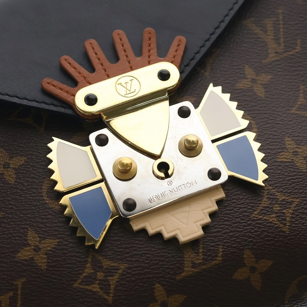 LOUIS VUITTON(ルイヴィトン) モノグラム ポシェット マスク PVC レザー ハンド チェーン ワンショルダーバッグ ゴールド金具 ブラウン/ブラック M50130 レディース