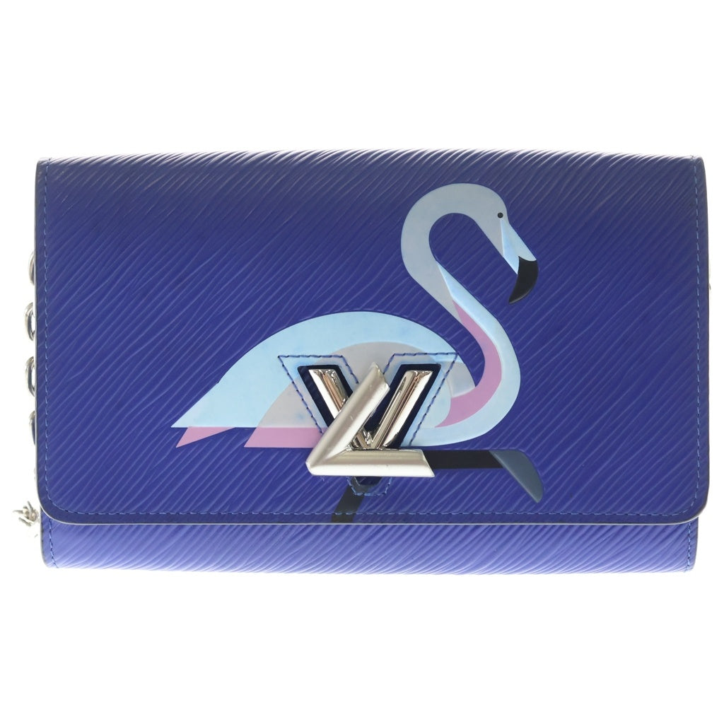 LOUIS VUITTON(ルイヴィトン) エピ ポルトフォイユ ツイスト チェーン フラミンゴ レザー ショルダーバッグ チェーンウォレット M62215 ブルー レディース