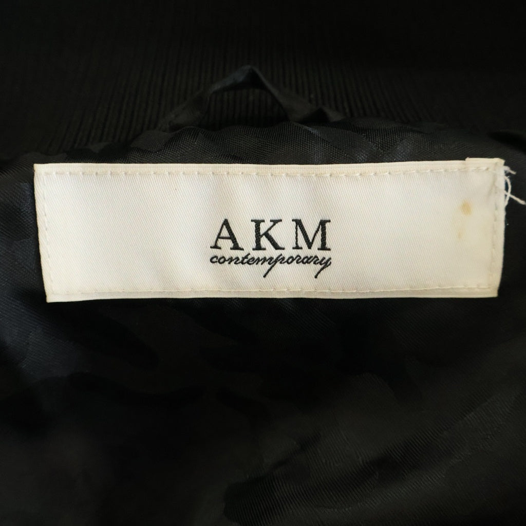 AKM(エーケーエム) レイヤードデザイン フーデッド ジップアップ ダウンジャケット ブラック