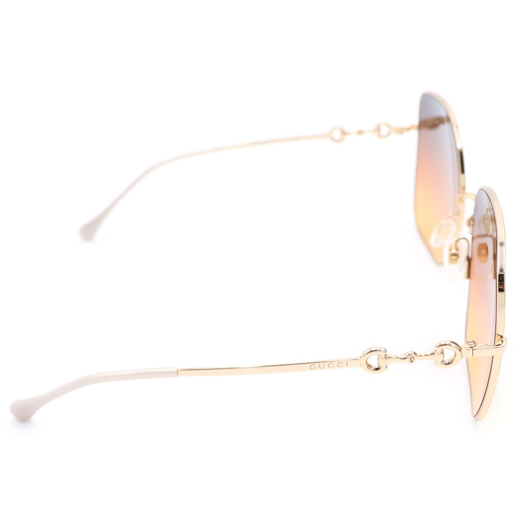 GUCCI(グッチ) スクエア ホースビット グラデーションサングラス ゴールド×ブラウン 61□18‐140 GG0879S