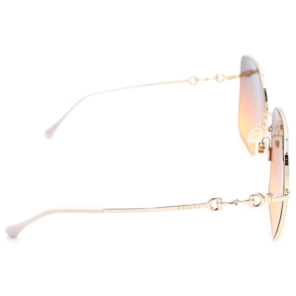 GUCCI(グッチ) スクエア ホースビット グラデーションサングラス ゴールド×ブラウン 61□18‐140 GG0879S