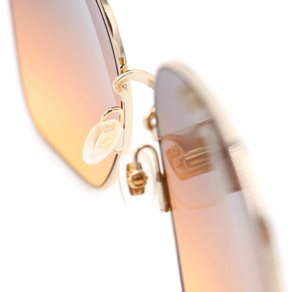 GUCCI(グッチ) スクエア ホースビット グラデーションサングラス ゴールド×ブラウン 61□18‐140 GG0879S