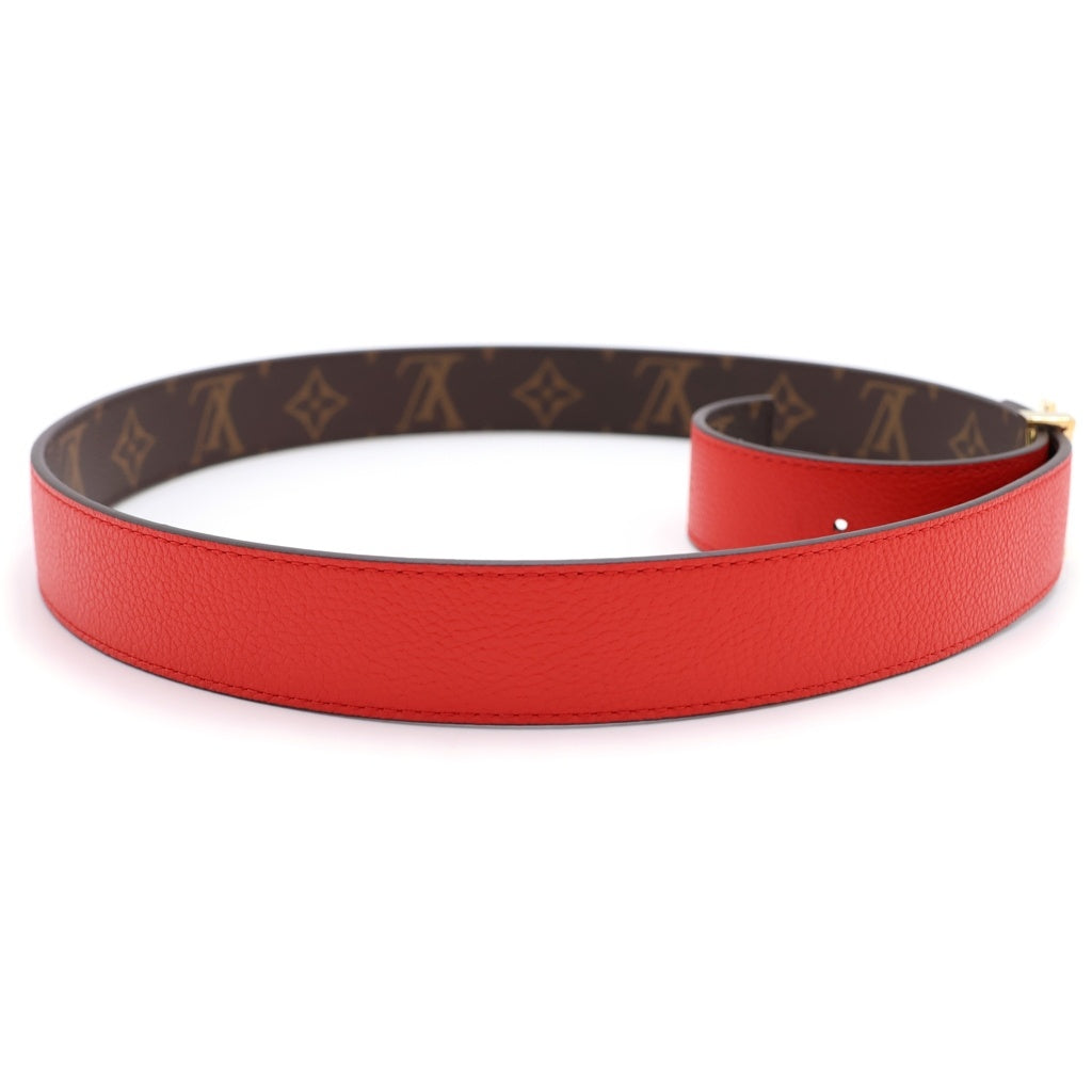 LOUIS VUITTON(ルイヴィトン) サンチュール LVイニシャル 30MM リバーシブル レザーベルト レッド×ブラウン M0322 ゴールド金具 レディース