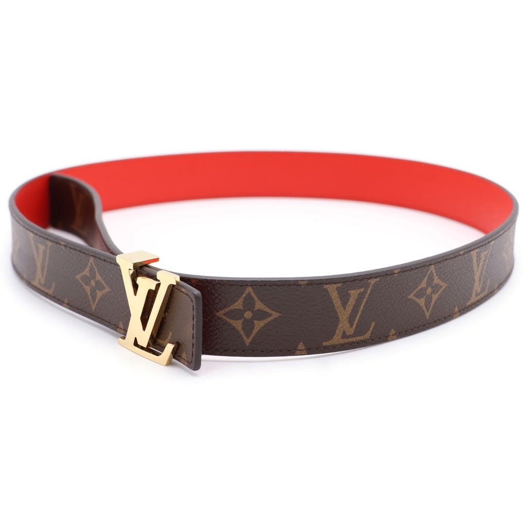LOUIS VUITTON(ルイヴィトン) サンチュール LVイニシャル 30MM リバーシブル レザーベルト レッド×ブラウン M0322 ゴールド金具 レディース