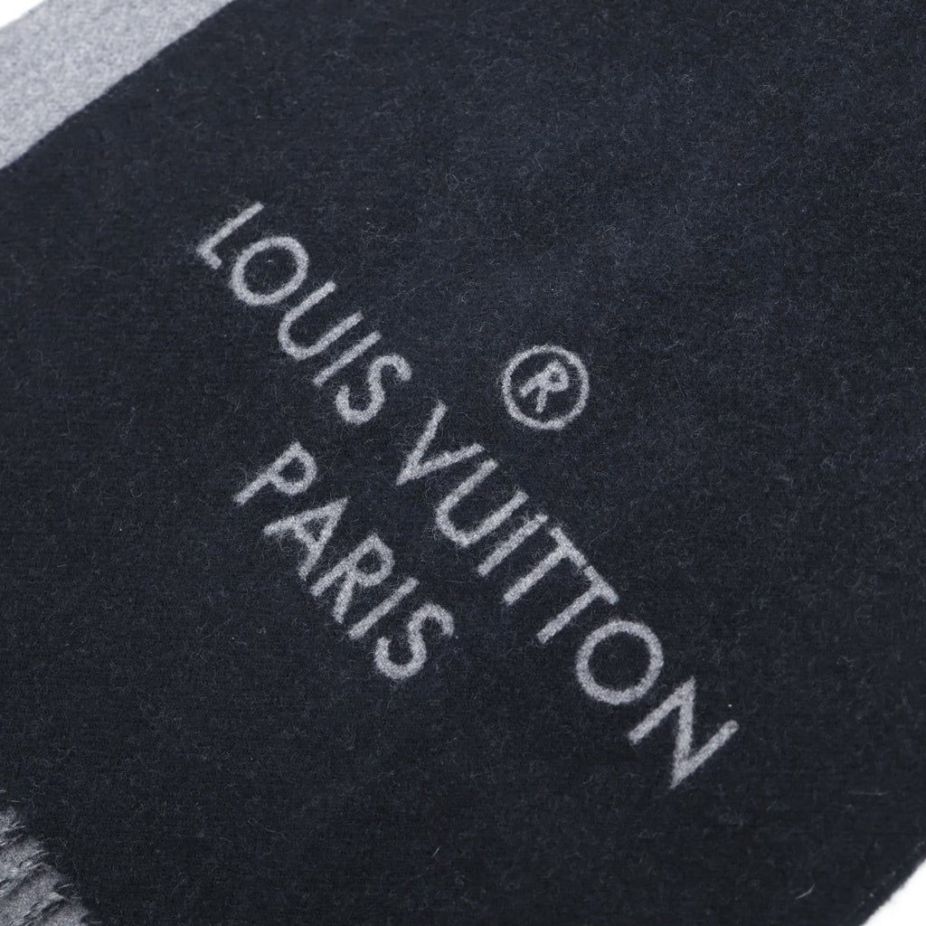 LOUIS VUITTON(ルイヴィトン) エシャルプ ノワール シティアルプス ロゴワッペン フリンジマフラー ストール ブラック M71096