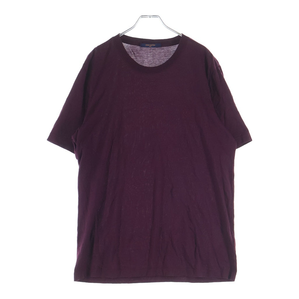 LOUIS VUITTON(ルイヴィトン) LVロゴ 刺繍 コットン 半袖 Tシャツ カットソー #XL ボルドー RM192Q JC8 HAY50W