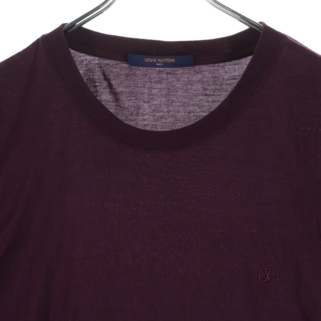 LOUIS VUITTON(ルイヴィトン) LVロゴ 刺繍 コットン 半袖 Tシャツ カットソー #XL ボルドー RM192Q JC8 HAY50W