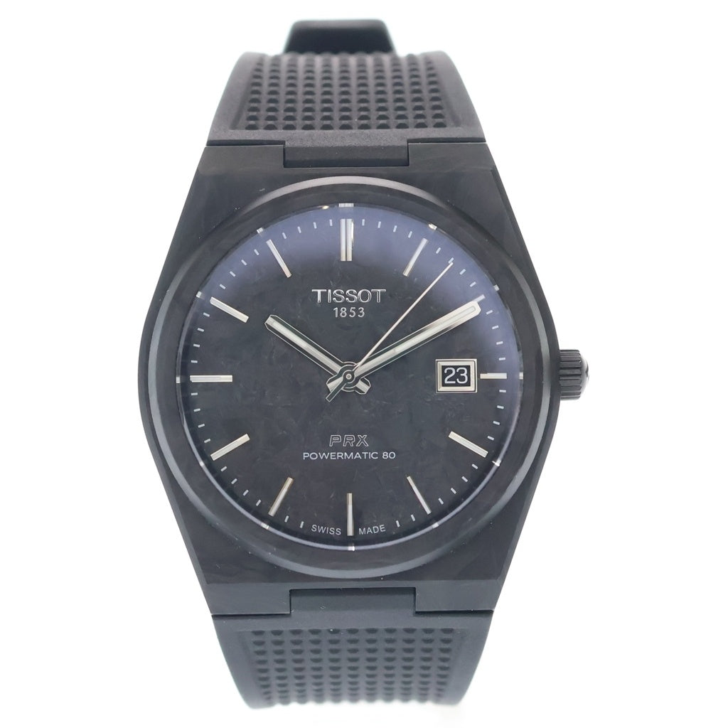 TISSOT(ティソ) パワーマティック80 カーボン/AT オートマ 自動巻き 腕時計 黒文字盤 T137.907.97.201.00