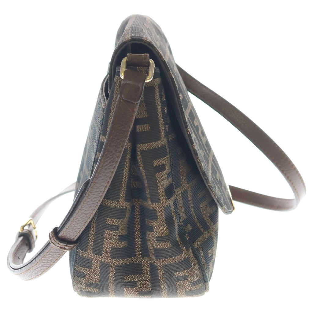 FENDI(フェンディ) ズッキーノ ズッカ柄 ナイロンキャンバス レザー ショルダーバッグ ブラウン 8BT214 レディース