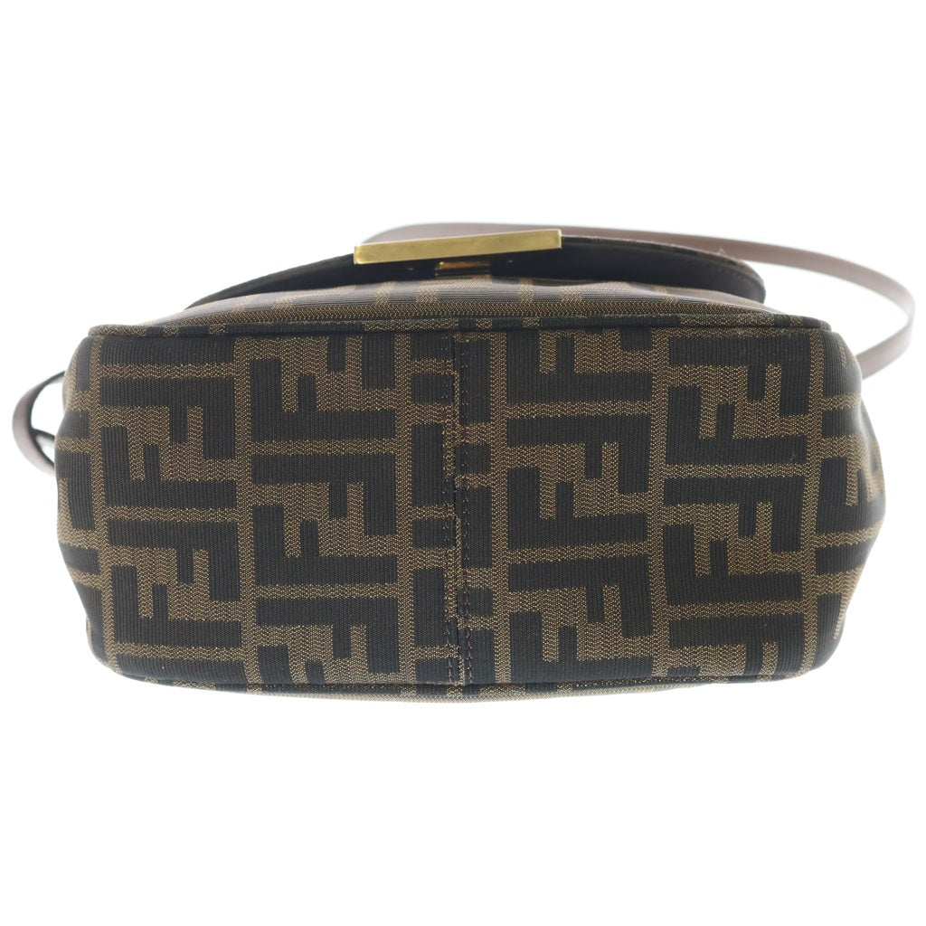FENDI(フェンディ) ズッキーノ ズッカ柄 ナイロンキャンバス レザー ショルダーバッグ ブラウン 8BT214 レディース