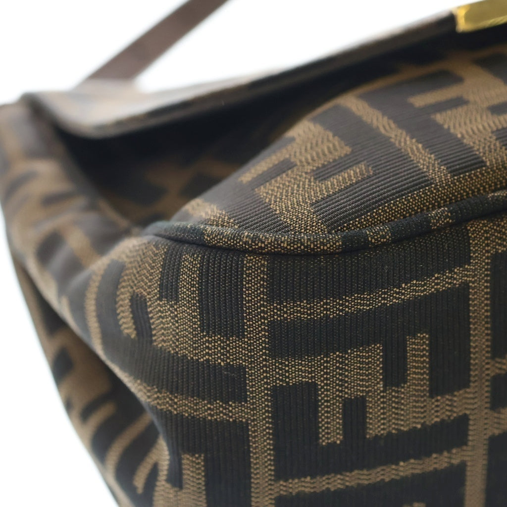 FENDI(フェンディ) ズッキーノ ズッカ柄 ナイロンキャンバス レザー ショルダーバッグ ブラウン 8BT214 レディース