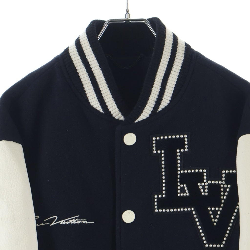 LOUIS VUITTON(ルイヴィトン) バーシティジャケット パール ブラック×ホワイト ウール×カウレザー #44 RM241 BQV HQL70E