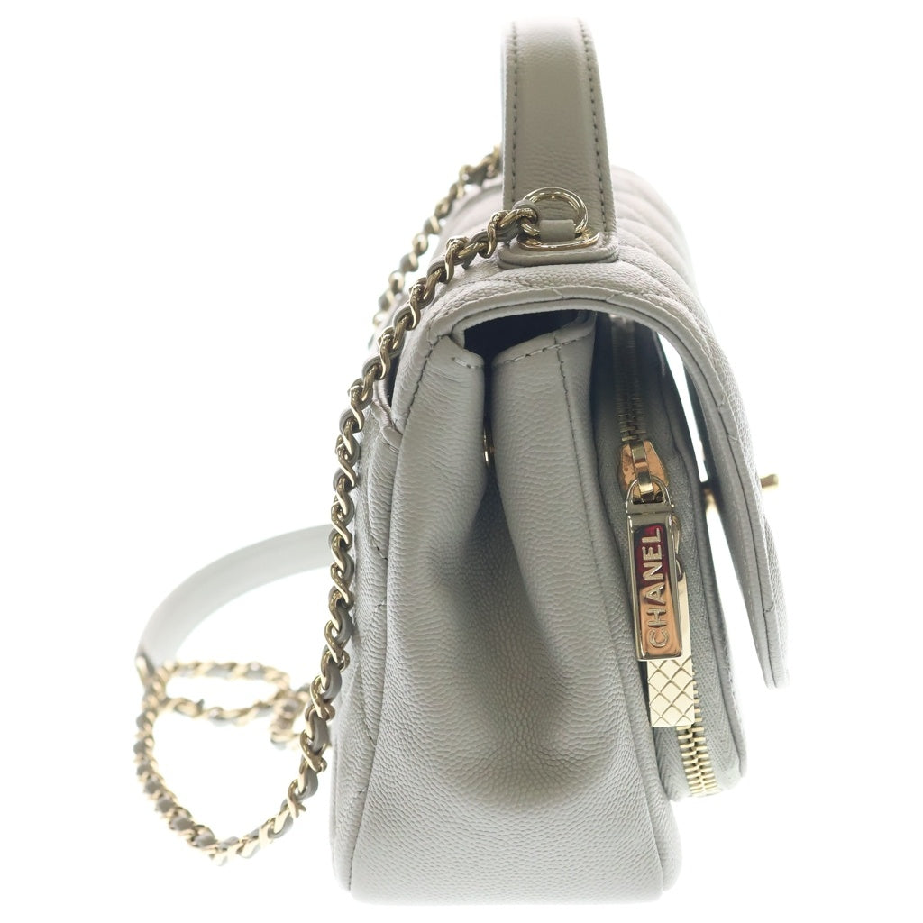 CHANEL(シャネル) マトラッセ ココマーク アフェニティ 2WAYチェーンショルダーバッグ ハンドバッグ グレージュ キャビアスキン A93749 ゴールド金具 レディース
