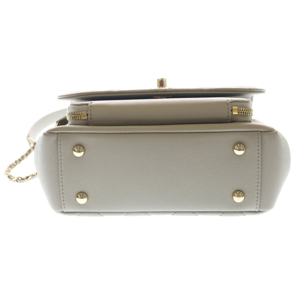 CHANEL(シャネル) マトラッセ ココマーク アフェニティ 2WAYチェーンショルダーバッグ ハンドバッグ グレージュ キャビアスキン A93749 ゴールド金具 レディース