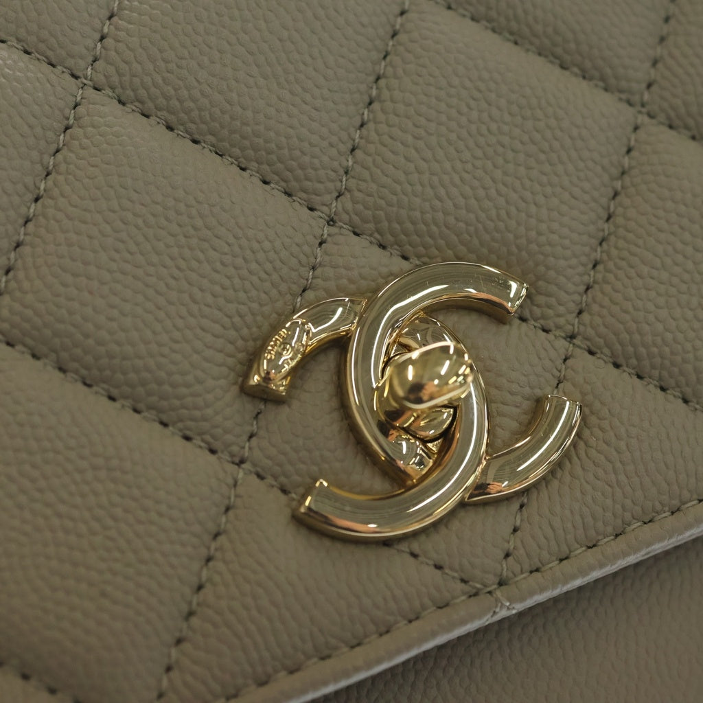 CHANEL(シャネル) マトラッセ ココマーク アフェニティ 2WAYチェーンショルダーバッグ ハンドバッグ グレージュ キャビアスキン A93749 ゴールド金具 レディース