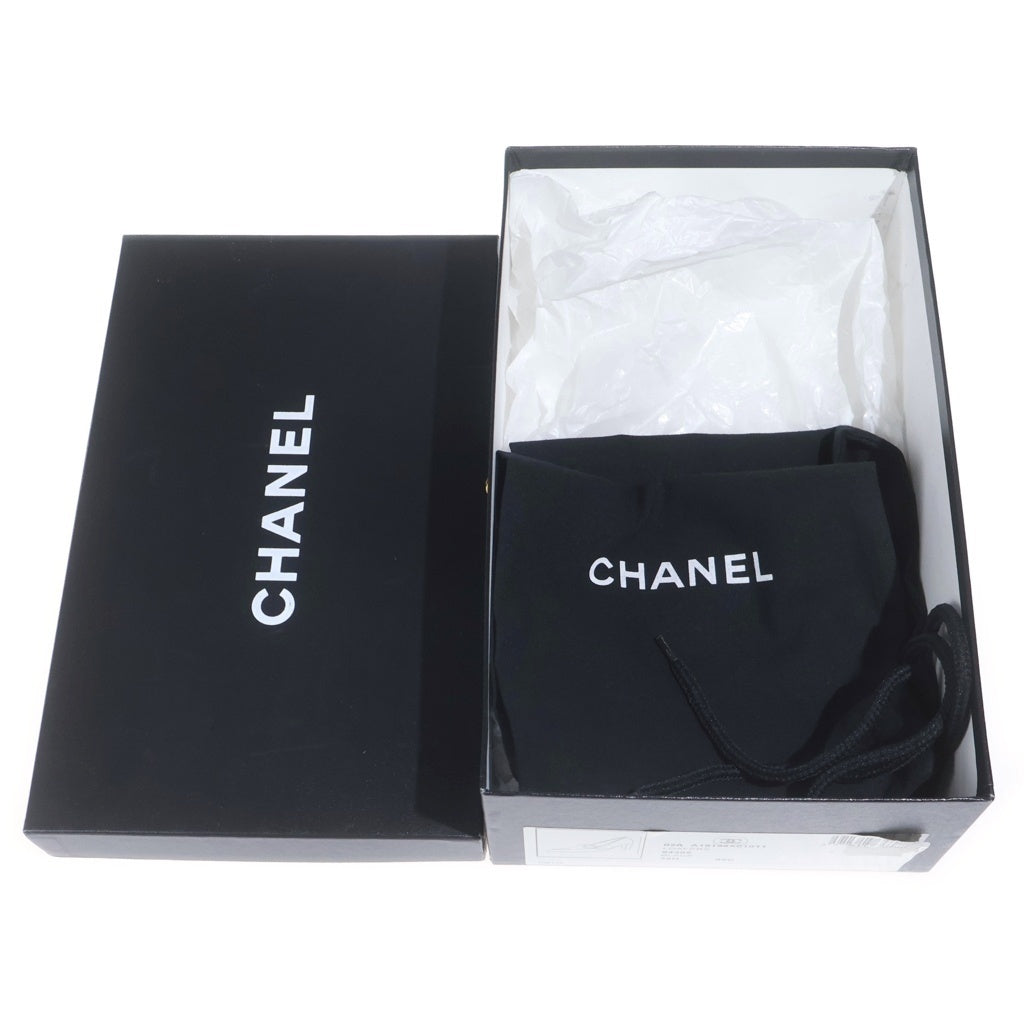 CHANEL(シャネル) ハイヒール レザーパンプス ロゴ ストラップ シルバー金具 ブラック レディース