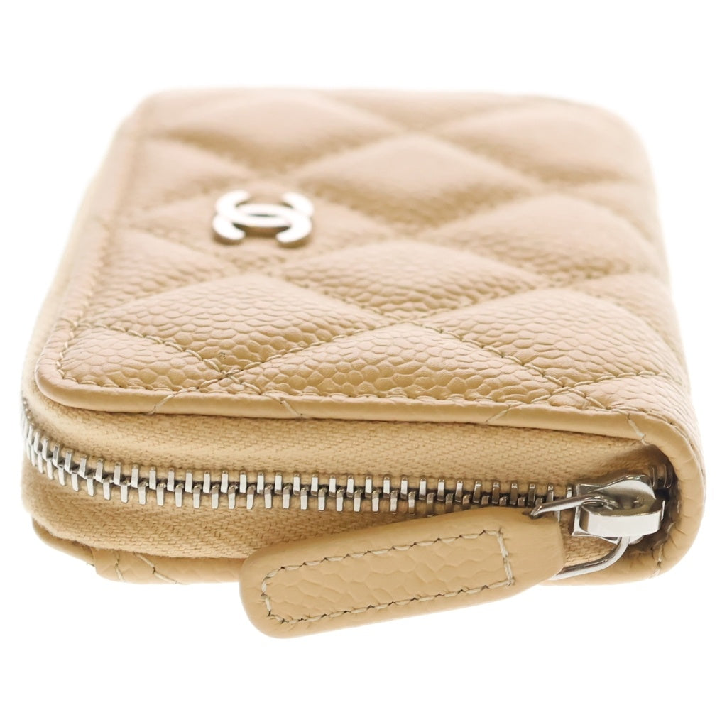 CHANEL(シャネル) マトラッセ クラシックジップコインケース ミニ財布 ベージュ キャビアスキン AP0216 シルバー金具 レディース