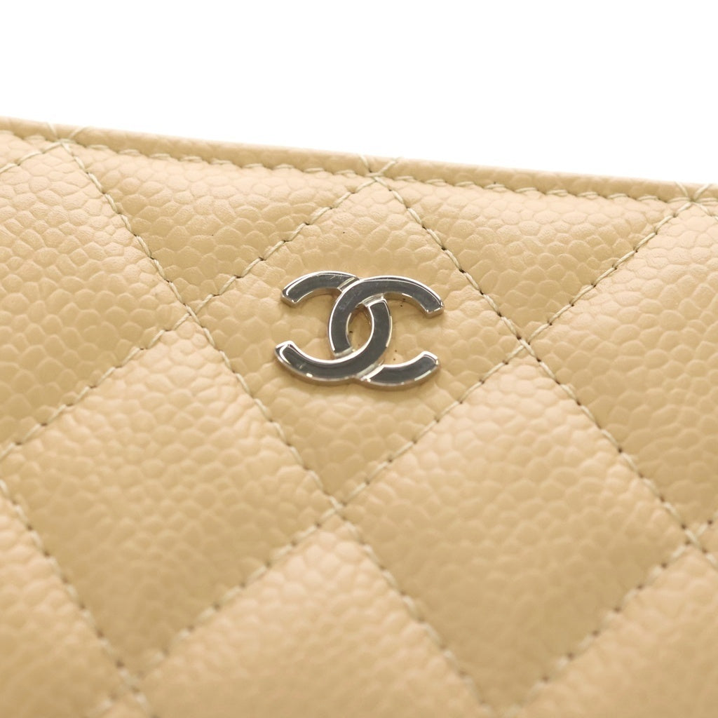 CHANEL(シャネル) マトラッセ クラシックジップコインケース ミニ財布 ベージュ キャビアスキン AP0216 シルバー金具 レディース