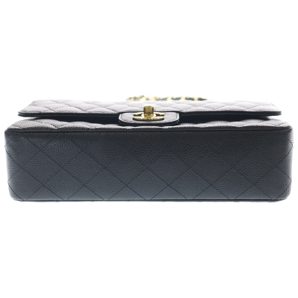 CHANEL(シャネル) マトラッセ25 キャビアスキン レザー Wフラップ Wチェーン ショルダーバッグ ゴールド金具 ブラック 19番台 レディース