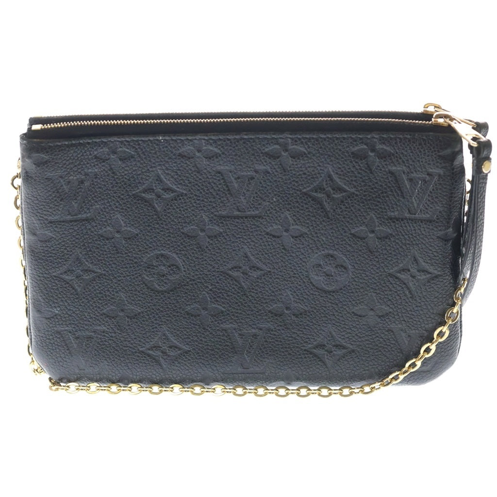 LOUIS VUITTON(ルイヴィトン) モノグラムアンプラン ポシェット ドゥーブルジップ チェーンショルダーバッグ ミニバッグ ブラック レザー M68568 ゴールド金具 レディース