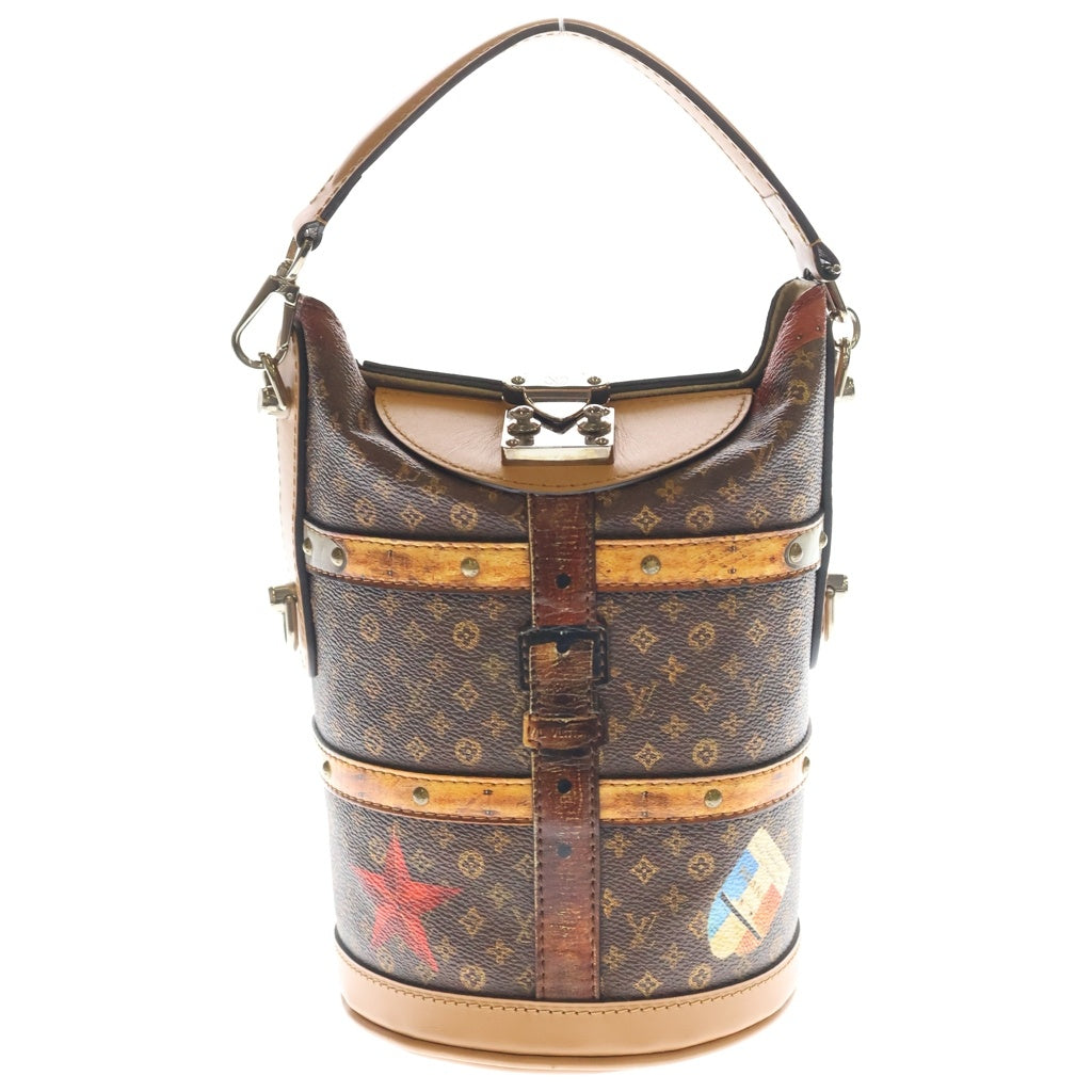 LOUIS VUITTON(ルイヴィトン) モノグラム トロンプルイユ ダッフルバッグ PVC レザー 2WAY ハンド ショルダーバッグ シルバー金具 ブラウン M52276 レディース