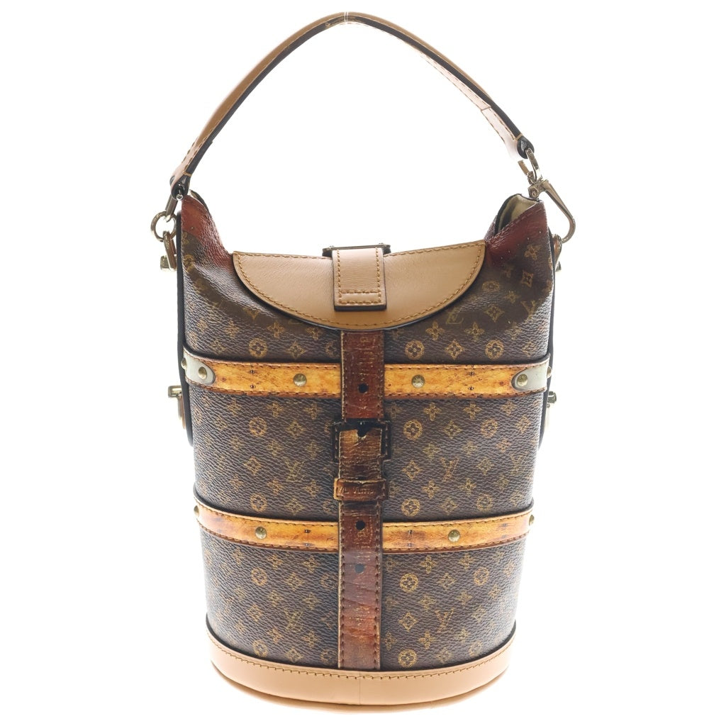 LOUIS VUITTON(ルイヴィトン) モノグラム トロンプルイユ ダッフルバッグ PVC レザー 2WAY ハンド ショルダーバッグ シルバー金具 ブラウン M52276 レディース