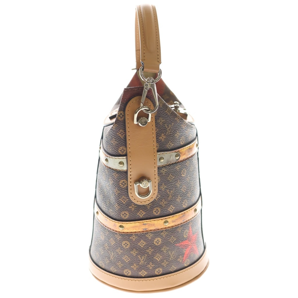 LOUIS VUITTON(ルイヴィトン) モノグラム トロンプルイユ ダッフルバッグ PVC レザー 2WAY ハンド ショルダーバッグ シルバー金具 ブラウン M52276 レディース