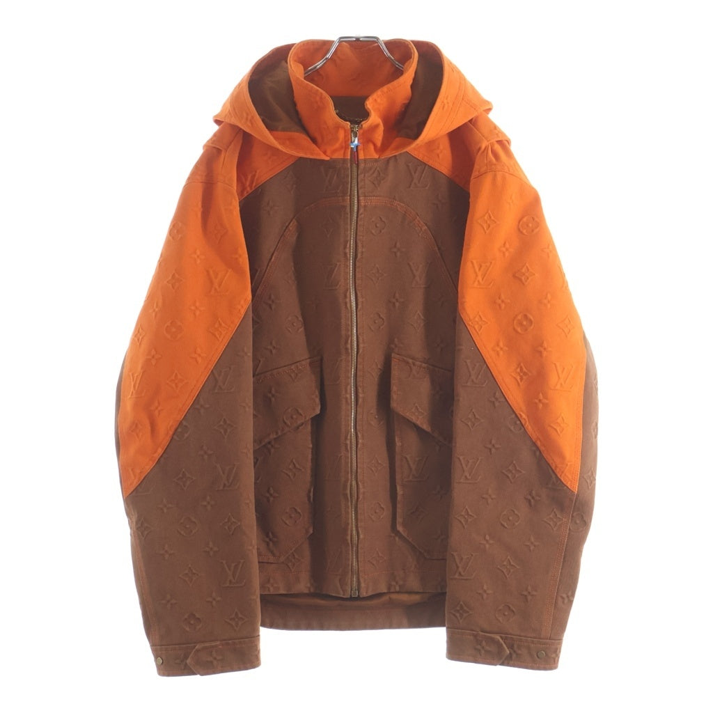 LOUIS VUITTON(ルイヴィトン) 21AW モノグラム フーデッド ジップアップ デニム ジャケット ブルゾン ブラウン/オレンジ RM212 G98 HLA61W