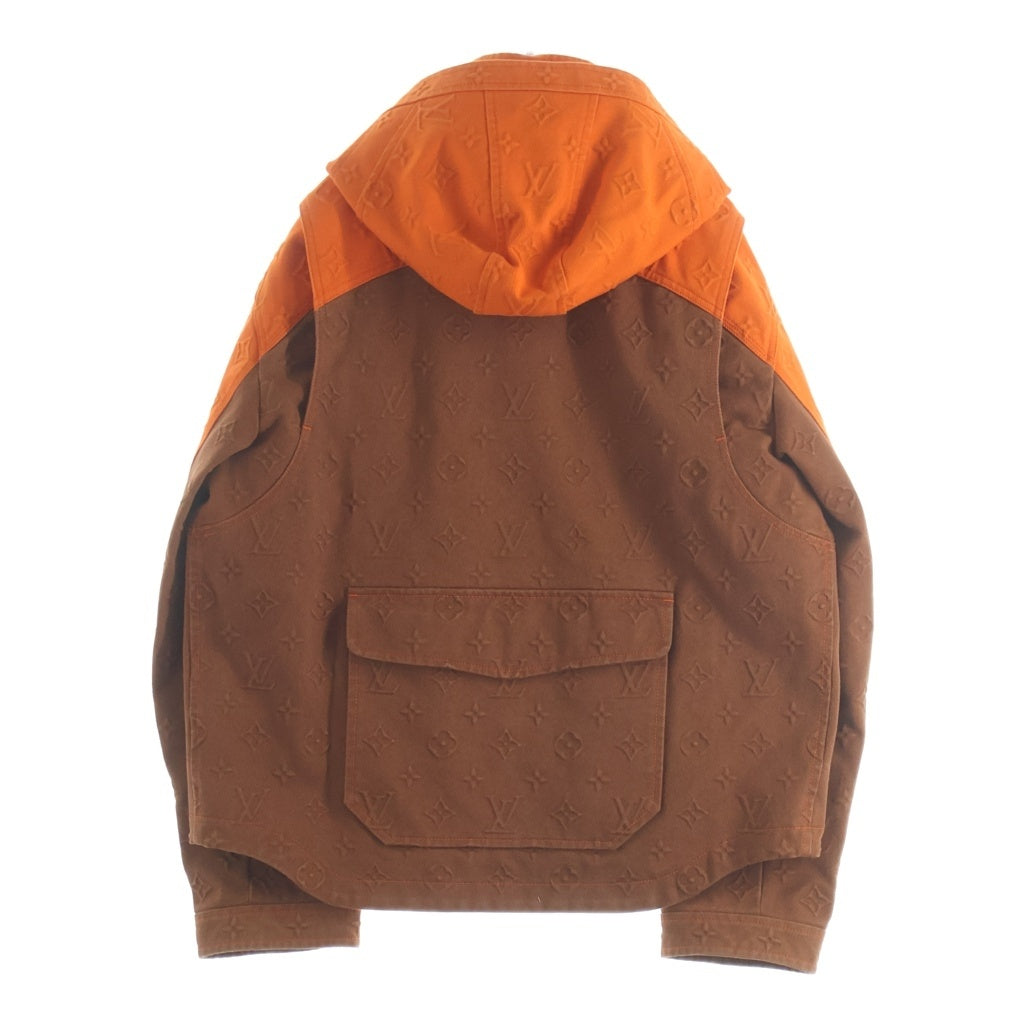 LOUIS VUITTON(ルイヴィトン) 21AW モノグラム フーデッド ジップアップ デニム ジャケット ブルゾン ブラウン/オレンジ RM212 G98 HLA61W
