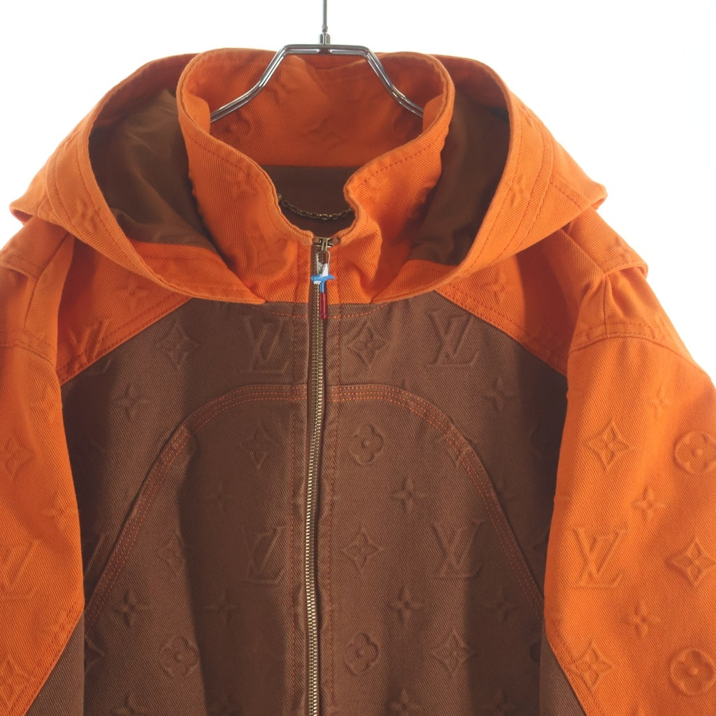 LOUIS VUITTON(ルイヴィトン) 21AW モノグラム フーデッド ジップアップ デニム ジャケット ブルゾン ブラウン/オレンジ RM212 G98 HLA61W