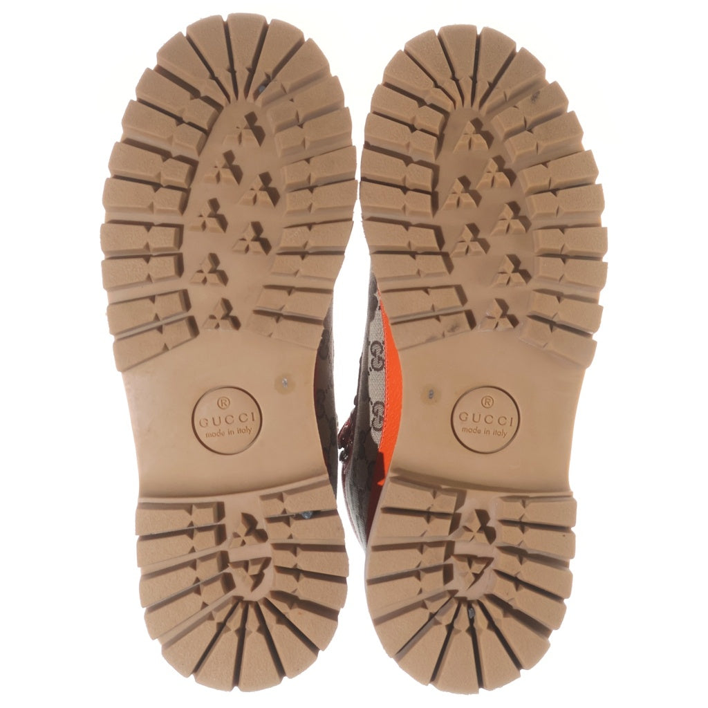 GUCCI(グッチ) THE NORTH FACE ザ ノースフェイス トレッキング ブーツ GGキャンバス #8 オレンジ 679927
