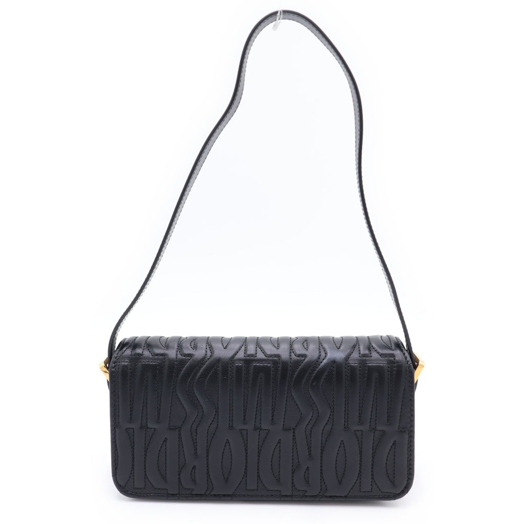 DIOR(ディオール) ミスディオール オールオーバー ロゴプレート レザー フラップ ワンショルダーバッグ ゴールド金具 ブラック M2610UBOS レディース