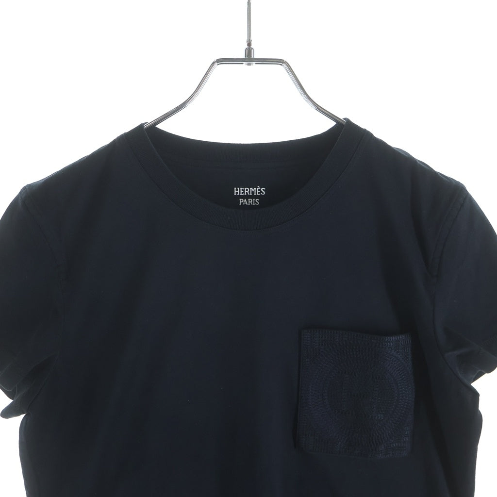 HERMES(エルメス) Hポケット Tシャツ コットン ブラック #36 4515DA 44-7703 レディース
