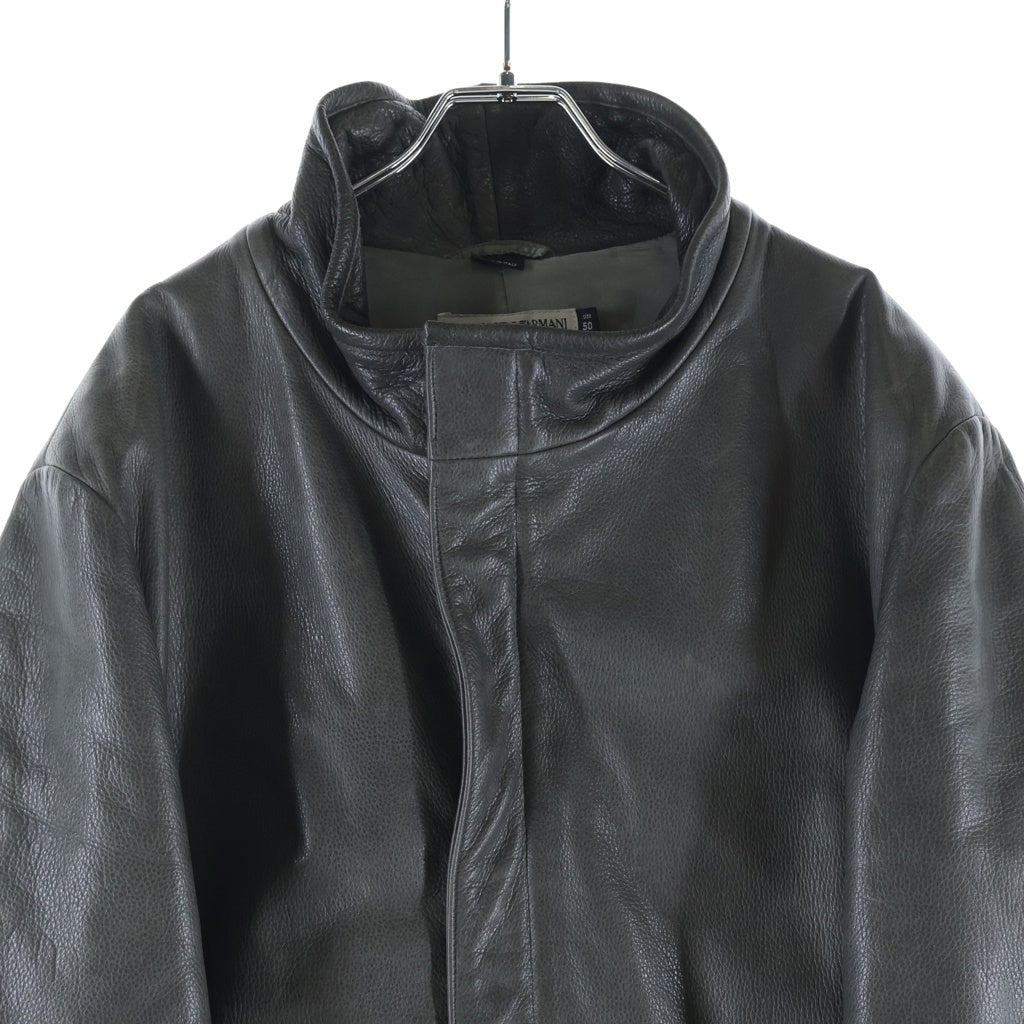 EMPORIO ARMANI(エンポリオアルマーニ) カウレザー ロングコート グレー #50