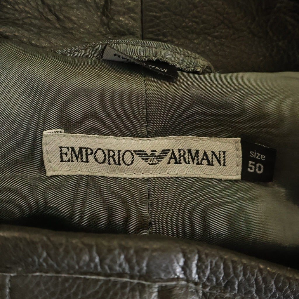 EMPORIO ARMANI(エンポリオアルマーニ) カウレザー ロングコート グレー #50